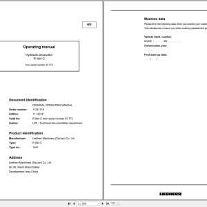 Liebherr R 944 C Operating Manual 11321119