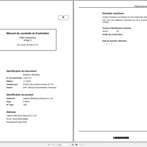 Liebherr R 944 C Operating Manual 11321119 FR
