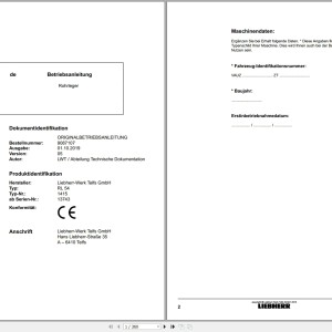 Liebherr RL 54 Operating Instructions 9087107 DE