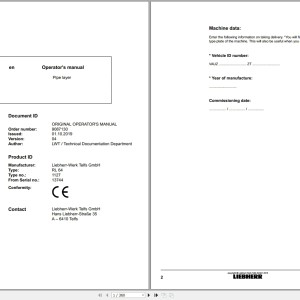 Liebherr RL 64 Operating Instructions 9087130