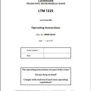 Liebherr LTM-1225 Operating Manuals PDF