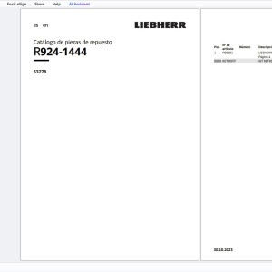 Liebherr R924-1444 Spare Parts Catalog PDF ES EN