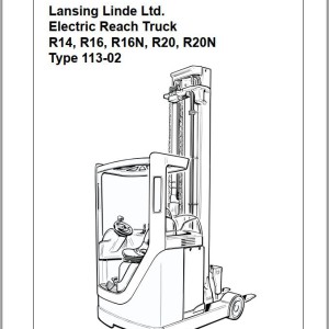 Linde Type 113-02 R14 R16 R16N R20 R20N Service Training