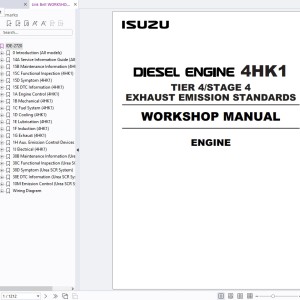Link Belt Isuzu Engine 4HK1 Tier 4 Stage 4 Exhaust Emission Standards Workshop Manual IDE-2720