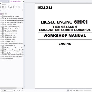 Link Belt Isuzu Engine 6HK1 Tier 4 Stage 4 Exhaust Emission Standards Workshop Manual IDE-2710