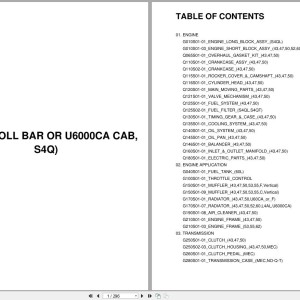 LS U Series U5020 (Roll bar or U6000CA Cab S4Q) Parts Catalog PDF