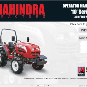 Mahindra 10 Series 3510 4110 Operator Manual