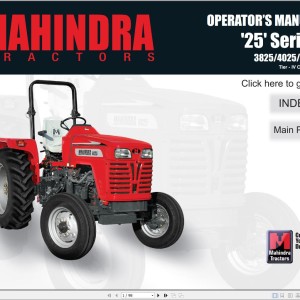 Mahindra 25 Series 3825 4025 4525 Operator Manual