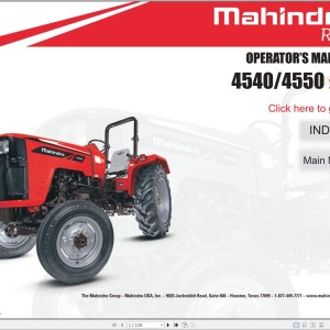 Mahindra 4540 4550 2WD TIER-4 Operator Manual