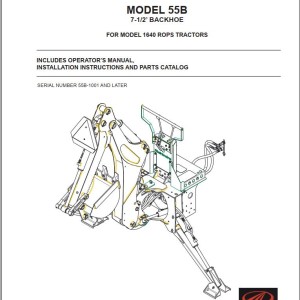 Mahindra 55B 1640 Operator Manual Installation Instructions & Parts Manual