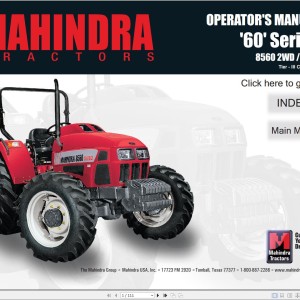 Mahindra 60 Series 8560 2WD 8560 4WD Operator Manual