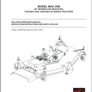 Mahindra Max 26M Operator Manual Installation Instructions & Parts Catalog