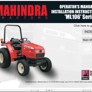 Mahindra ML106 Series Operator Manual & Installation Instruction