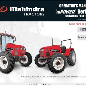 Mahindra mPOWER Series 85 85P mCRD Operator Manual