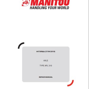 Manitou Axle APL310 Repair Manual 647389EN