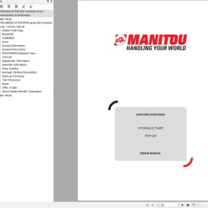 Manitou Hydraulic Pump PGP620 Repair Manual 647912EN
