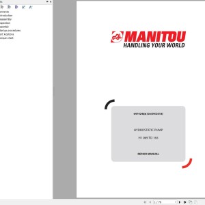 Manitou Hydrostatic Pump H1 069 To 165 Repair Manual 647424EN