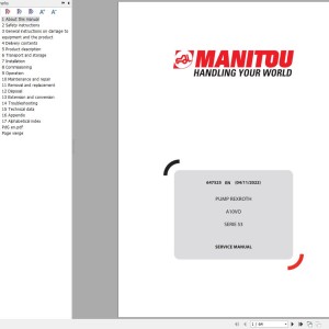Manitou Pump Rexroth A10VO Serie 53 Service Manual 647525EN