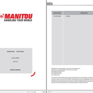 Manitou Slew Drive 701T1G Service Manual 5280154EN