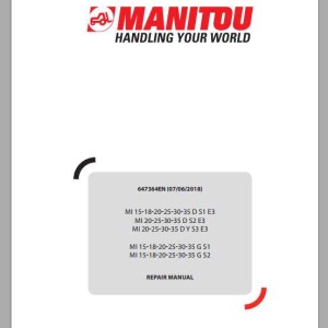 Manitou MI 15 18 20 25 30 35 Series Repair Manual 647364EN