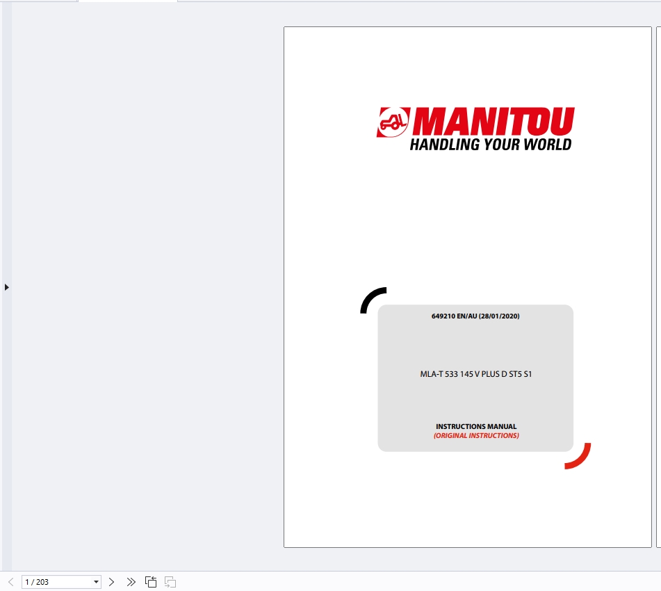 Manitou MLA MLA-T Series 2.36 GB Service Operator Part Manual Update 2024 (3)
