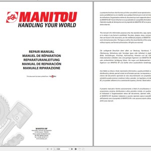 Manitou MLA628 Turbo Telehandler Repair Manual 0-1-M140EN 2007
