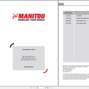 Manitou MLT 630 105D V CP ST4 S1 Telehandler Repair Manual 647633EN 2020