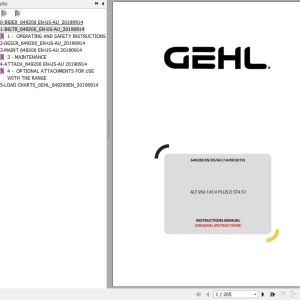 GEHL ALT950 145V PLUS DST4S1 Instruction's Manual 649200 EN US AU