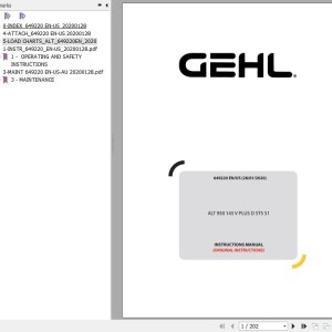 GEHL ALT950 145V PLUS DST5S1 Instruction's Manual 649220 EN US