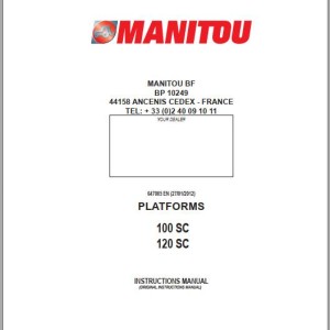Manitou 100SC 120SC Instruction's Manual 647085