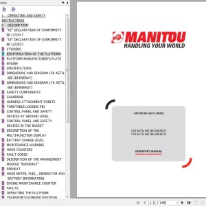 Manitou 150 AETJL BIE 170 AETJL BIE Operator's Manual 547393