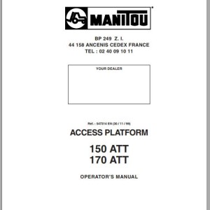 Manitou 150 ATT 170 ATT Operator's Manual 547314