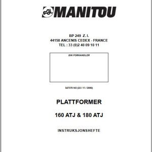 Manitou 160ATJ 180ATJ Instruction Hand Book 547370 NO