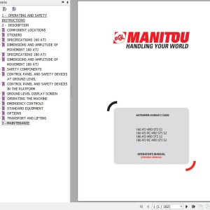 Manitou 160 ATJ 4RD ST5 S2 160 ATJ RC 4RD ST5 S2 180 ATJ 4RD ST5 S2 180 ATJ RC 4RD ST5 S2 Operator's Manual 647909EN-USM