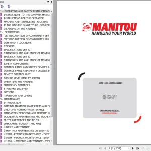 Manitou 260 TJP ST5 S1 280 TJ ST5 S1 Operator's Manual 647816EN-USM1A022021