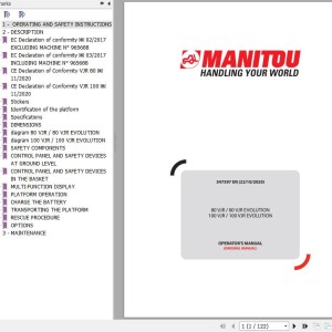 Manitou 80 VJR 100 VJR 80 VJR EVOLUTION 100 VJR EVOLUTION Operator's Manual 547397