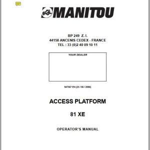 Manitou 81 XE Operator's Manual 547367