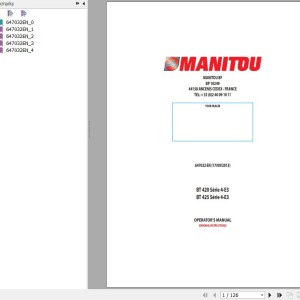 Manitou BT 420 Series 4-E3 BT 425 Series 4-E3 Operator's Manual 647032 EN