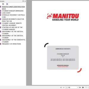 Manitou CH10 Cylinder Handler Operator's Manual 648996 EN AU