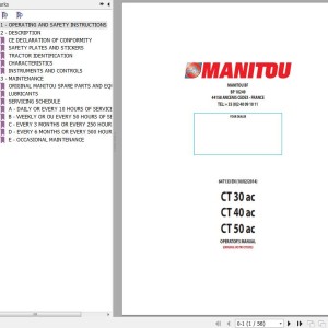 Manitou CT 30 ac CT 40 ac CT 50 ac Operator's Manual 647133