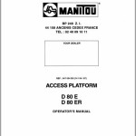 Manitou D 80 E D 80 ER Operator's Manual 547034