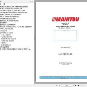 Manitou ES 420M DL ac Operator's Manual 647151