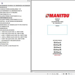 Manitou ES 612 ac LI ES 614 ac FR ES 614 ac LI ES 616 ac FR ES 616 ac LI Operator's Manual 647153 DK