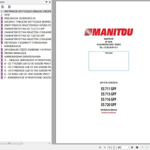 Manitou ES711GPF ES713GPF ES716GPF ES720GPF Instruction's Manual 647110 PL