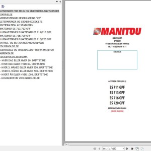 Manitou ES 711 GPF ES 713 GPF ES 716 GPF ES 720 GPF Operator's Manual 647110 DK