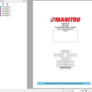 Manitou M 26-2 Turbo Series 3-E3 To MC 70 Turbo POWERSHIFT Series 3-E3 Operator's Manual 647003