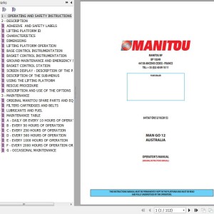 Manitou MAN' GO 12 Operator's Manual 647567