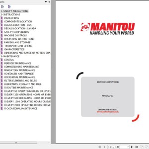 Manitou MAN' GO 33 Operator's Manual 647598 US