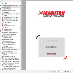 Manitou MC-X 18-2 D K ST3A S1 MC-X 18-4 D K ST3A S1 Operator's Manual 647838EN-USM2A102020