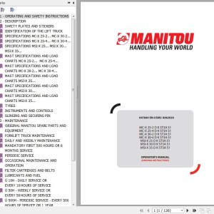 Manitou MC-X 25-2 D K ST3A S1 MC-X 25-4 D K ST3A S1 MC-X 30-2 D K ST3A S1 MC-X 30-4 D K ST3A S1 Operator's Manual 647840